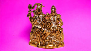 Shiv Parivar Shankar Parvati Ganesha Family Idol ( 2.8cm x 2.2cm x 1cm) Golden