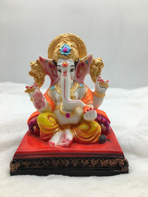 Ganesh Ganesha Ganpati Ganapati Hindu God Hindu God Ganesh fiber idol orange