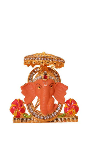 Ganesh Bhagwan Ganesha Statue Ganpati for Home Decor(2cm x 2cm x 0.5cm) Orange