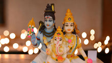 Load image into Gallery viewer, Shiv Parivar Shankar Parvati Ganesha Family Idol ( 11cm x 8.5cm x 6cm) Mixcolor