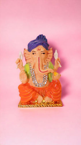 Ganesh Bhagwan Ganesha Statue Ganpati for Home Decor(3cm x 1.5cm x 0.5cm) Orange