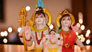 Shiv Parivar Shankar Parvati Ganesha Family Idol ( 11cm x 8cm x 3.5cm) Mixcolor