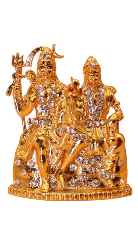 Shiv Parivar Shankar Parvati Ganesha Family Idol ( 3cm x 2cm x 1cm) Gold