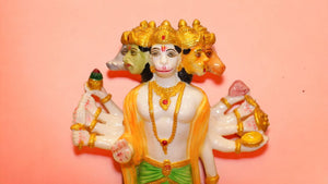 Lord Bahubali Hanuman Idol Bajrang Bali Murti (14cm x 9cm x 7cm) White