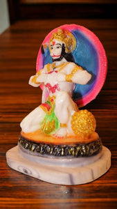 Lord Bahubali Hanuman Idol Bajrang Bali Murti (7cm x 5cm x 4cm) White