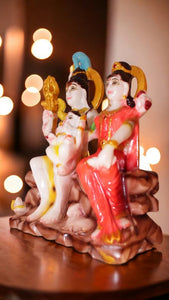Shiv Parivar Shankar Parvati Ganesha Family Idol ( 11cm x 8cm x 3.5cm) Mixcolor