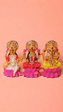 Load image into Gallery viewer, Laxmi,ganesh,saraswati Hindu God fiber idol Gold