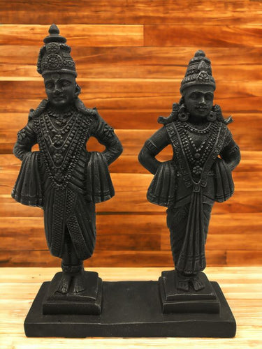 Vitthal Rukmani Stand Statue, Idol of God Vitthal -Rukhmai Decorative ShowpieceBlack