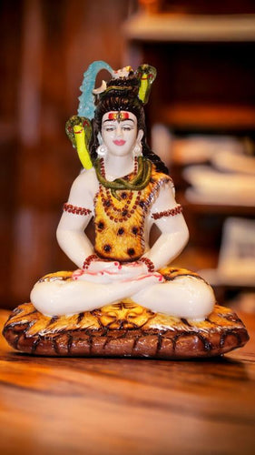 Lord Shiva Shankar Statue Bhole Nath Murti Home Decor( 15cm x 13cm x 7cm) Yellow