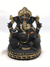 Load image into Gallery viewer, Ganesh Ganesha Ganpati Ganapati Hindu God Hindu God Ganesh fiber idol black