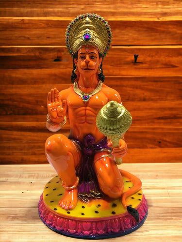 Hindu Fiber Lord Hanuman Statue for Home & office decor, temple, diwali Pooja fiber idol Home Deocration Gifting Orange