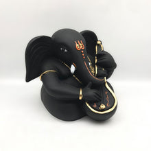 Load image into Gallery viewer, Ganesh Ganesha Ganpati Ganapati Hindu God Hindu God Ganesh fiber idol Black