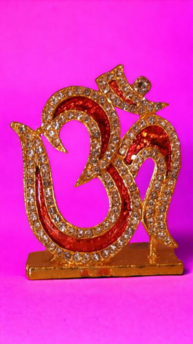 Hindu Religious Symbol OM Idol for Home,Car,Office (2cm x 1.5cm x 0.5cm) Golden