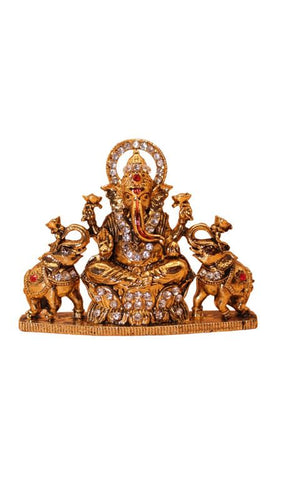 Ganesh Bhagwan Ganesha Statue Ganpati for Home Decor(2.2cm x 2.9cm x 0.5cm) Gold