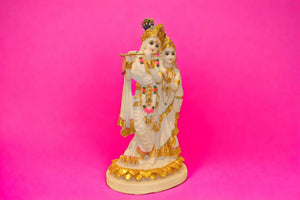 Radhe Krishna Hindu God Hindu fiber idol White