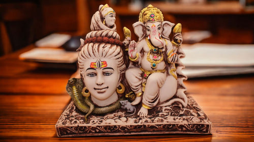 Lord Shiva & Ganesh Statue Bhole Nath Murti Home Decor( 8cm x 9cm x 4cm) Grey