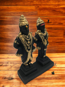 Vitthal Rukmani Stand Statue, Idol of God Vitthal -Rukhmai Decorative ShowpieceBlack