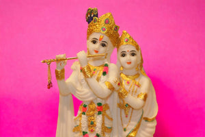 Radhe Krishna Hindu God Hindu fiber idol White