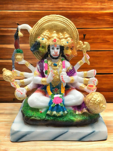 Hindu Fiber Lord Panchmukhi Hanuman Statue for Home & office decor, temple, diwali Pooja fiber idol Home Deocration Gifting White