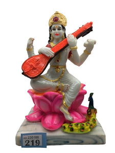 SARASWATI MURTI Hindu Goddess Statue. Saraswati mata godess of knowledge carved Brass statue White