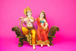 Radhe Krishna Hindu God Hindu fiber idol Mixcolor