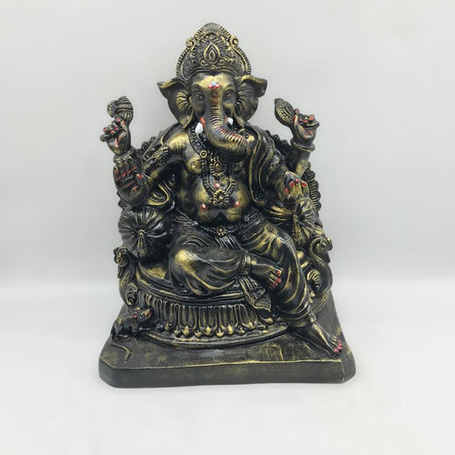 Ganesh Ganesha Ganpati Ganapati Hindu God Hindu God Ganesh fiber idol Black Gold