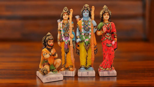 Lord Ram Darbar statue for Home/Office decoration (9cm x 9cm x 2cm) Mixcolor