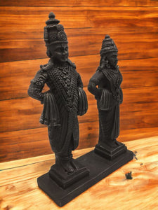 Vitthal Rukmani Stand Statue, Idol of God Vitthal -Rukhmai Decorative ShowpieceBlack