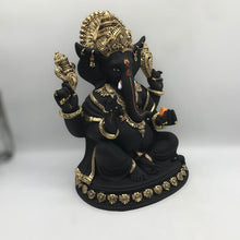 Load image into Gallery viewer, Ganesh Ganesha Ganpati Ganapati Hindu God Hindu God Ganesh fiber idol Black