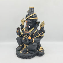 Load image into Gallery viewer, Ganesh Ganesha Ganpati Ganapati Hindu God Hindu God Ganesh fiber idol Black