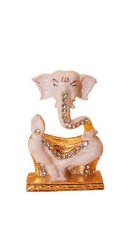 Ganesh Bhagwan Ganesha Statue Ganpati for Home Decor(2.3cm x 1.5cm x 0.5cm) White