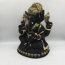 Load image into Gallery viewer, Ganesh Ganesha Ganpati Ganapati Hindu God Hindu God Ganesh fiber idol Black