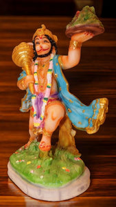 Lord Bahubali Hanuman Idol Bajrang Bali Murti (12cm x 7cm x 5cm) White