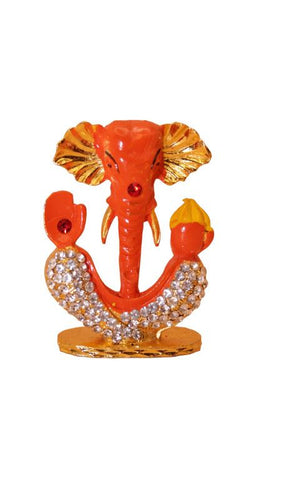 Ganesh Bhagwan Ganesha Statue Ganpati for Home Decor(2cm x 1.5cm x 0.5cm) Orange