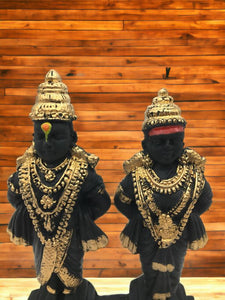 Vitthal Rukmani Stand Statue, Idol of God Vitthal -Rukhmai Decorative ShowpieceBlack