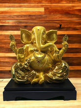 Load image into Gallery viewer, Ganesh Ganesha Ganpati Ganapati Hindu God Hindu God Ganesh fiber idol Gold