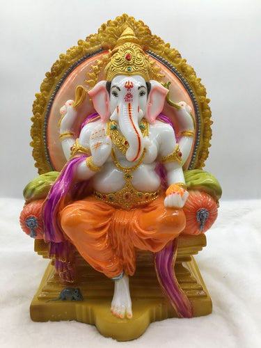 Ganesh Ganesha Ganpati Ganapati Hindu God Hindu God Ganesh fiber idol orange