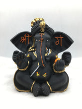 Load image into Gallery viewer, Ganesh Ganesha Ganpati Ganapati Hindu God Hindu God Ganesh fiber idol black