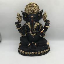 Load image into Gallery viewer, Ganesh Ganesha Ganpati Ganapati Hindu God Hindu God Ganesh fiber idol Black