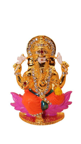 Ganesh Bhagwan Ganesha Statue Ganpati for Home Decor(3cm x 2.3cm x 1cm) Gold