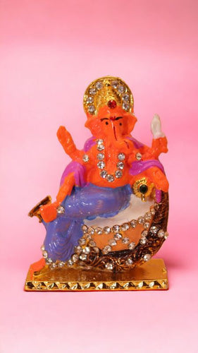 Ganesh Bhagwan Ganesha Statue Ganpati for Home Decor(2cm x 1.3cm x 0.5cm) Orange