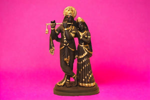 Radhe Krishna Hindu God Hindu fiber idol Black