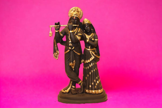 Radhe Krishna Hindu God Hindu fiber idol Black