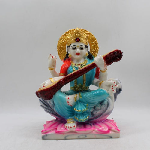 Saraswati mata God of Education Knowledge,Saraswati statue Idol Multi colour