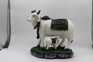 Kamdhenu Cow Gau Mata,Nandi cow Statue Kamdhenu Hindu God For Home Decor White